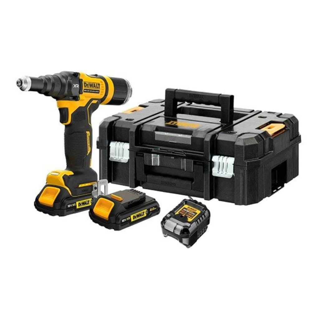 Rebitadora a Bateria DeWALT DCF403D2GT-QW 18V XR com 2 Baterias Powerstack e Mala TSTAK