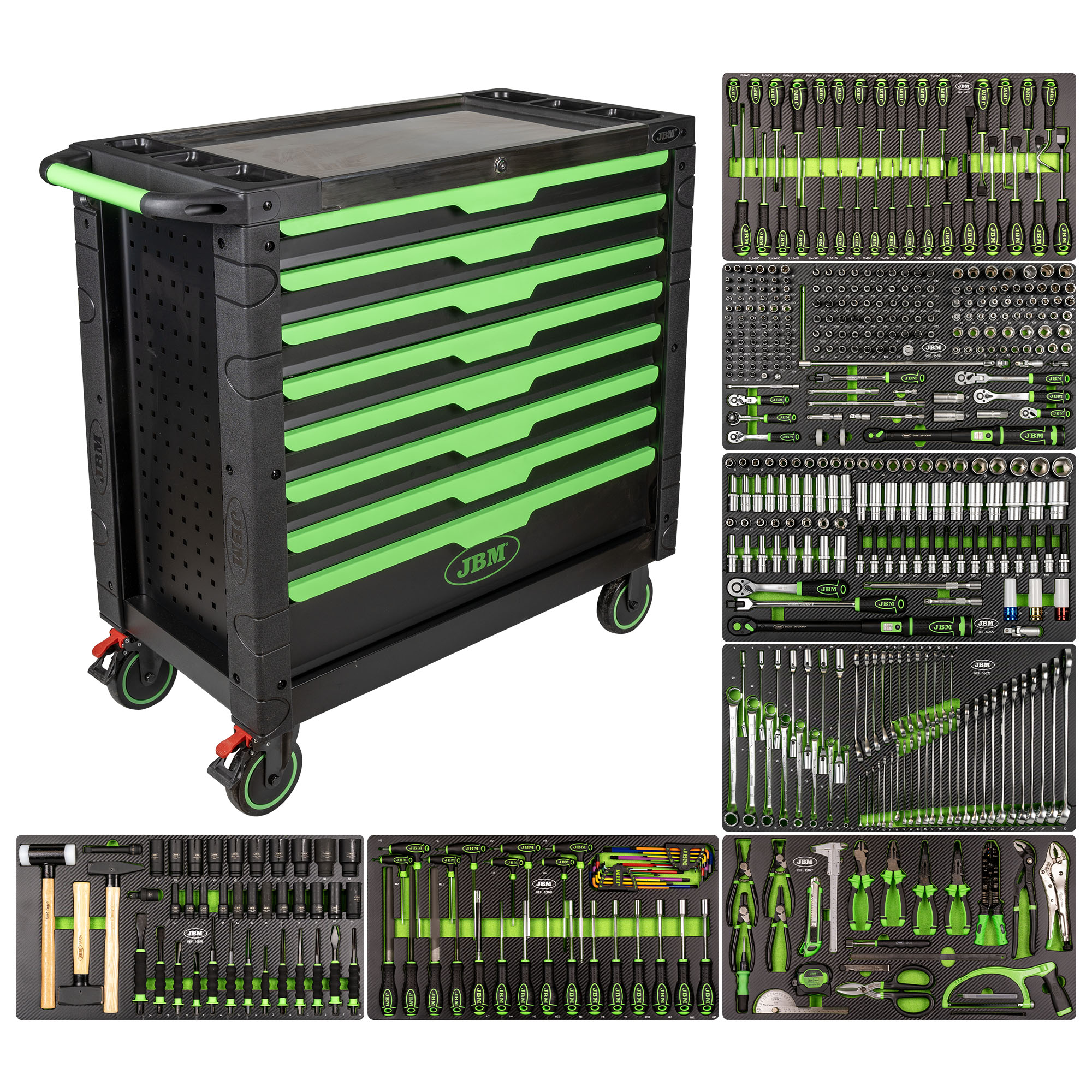 Carro de Ferramentas XL com 8 Gavetas Equipado (468 Peças) JBM 54688