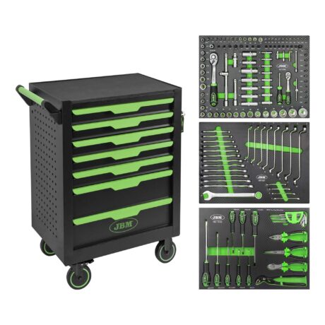 Carro de Ferramentas Verde com 7 Gavetas Equipado JBM 54834