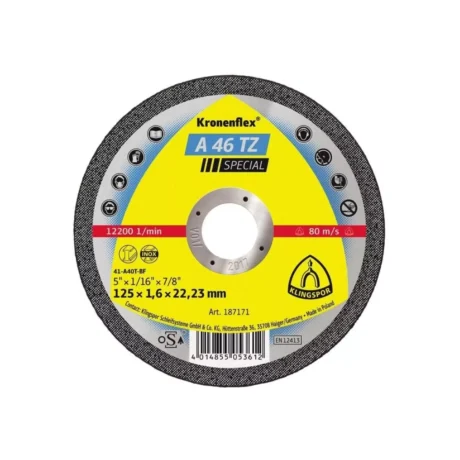 Klingspor A 46 TZ Special – Disco de Corte 125 x 1,6 x 22,23 mm