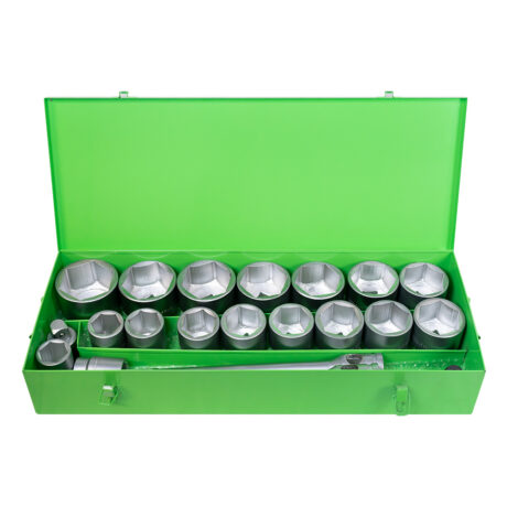 Estojo metálico de 21 soquetes hexagonais 1" – acabamento zincado JBM 51616