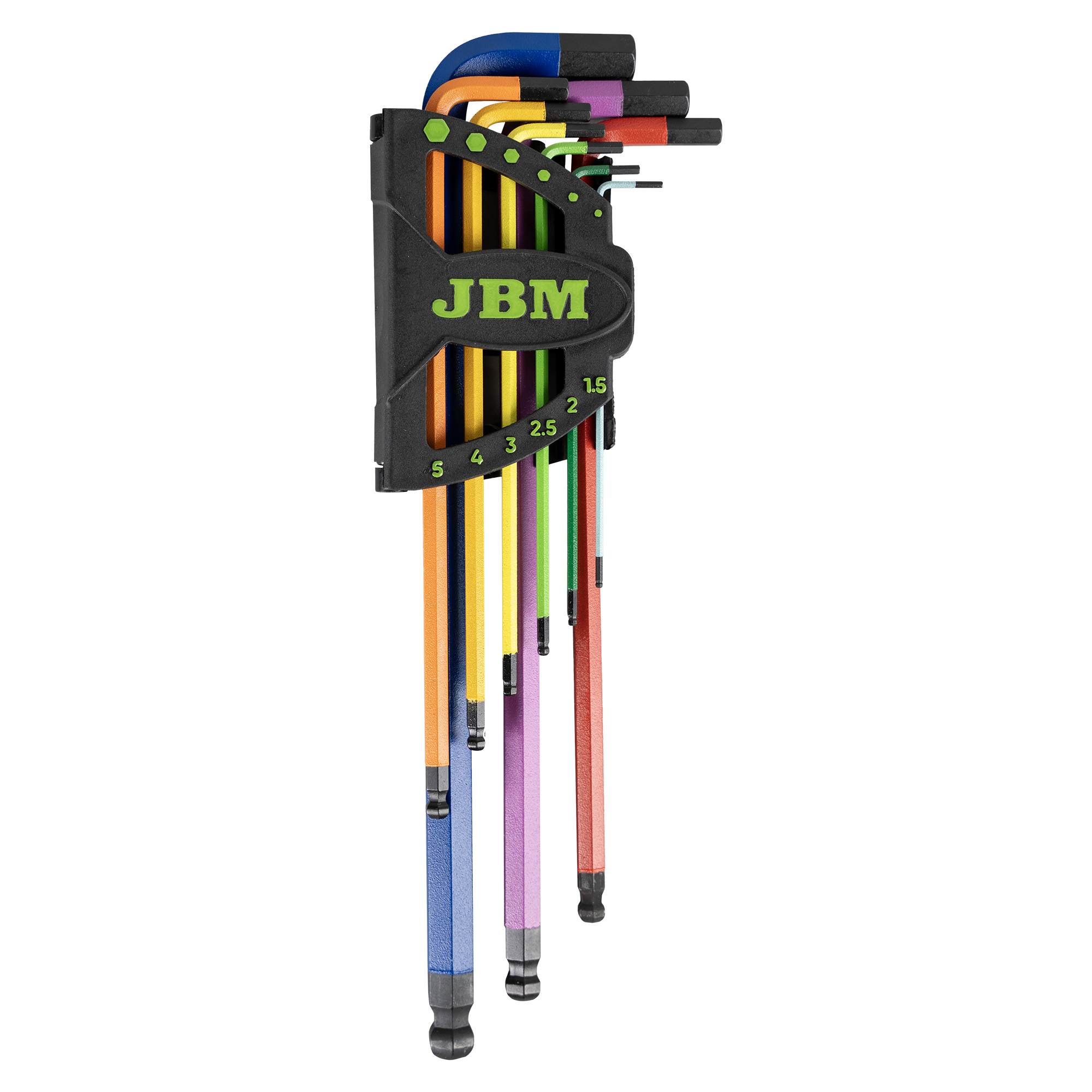 Conjunto de 9 chaves allen extra longas coloridas com ponta esférica JBM 54531