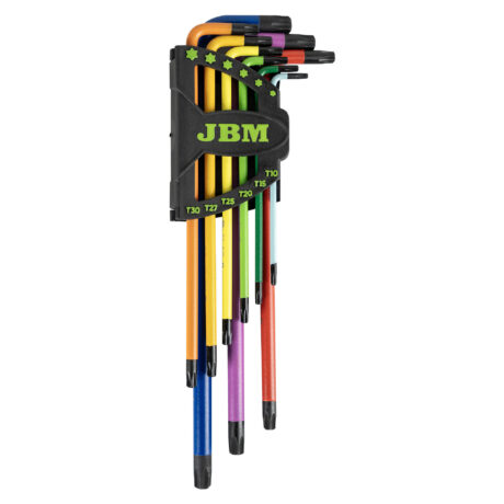Conjunto de 9 chaves torx extra longas coloridas JBM 54532